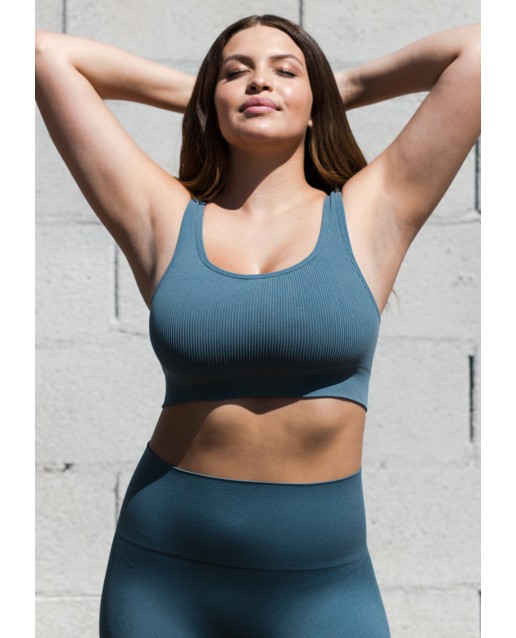 BLANQI® EVERYDAY™ RIBBED SEAMLESS BRALETTE | OIL BLUE